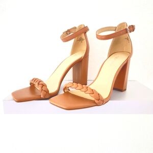 NINE WEST Women's Allha3 Braided Double Band Heel Sandals NIB. Size 8.5M